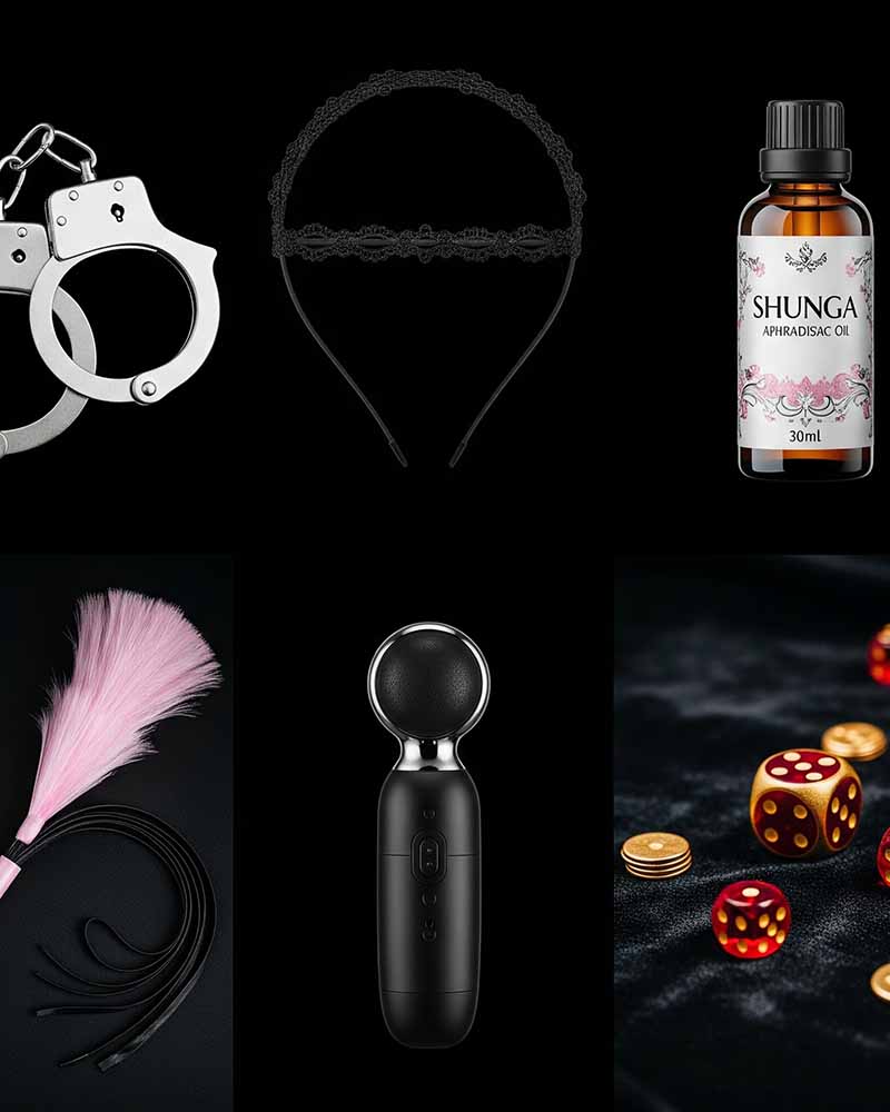 Romantic setup with rose petals and candles